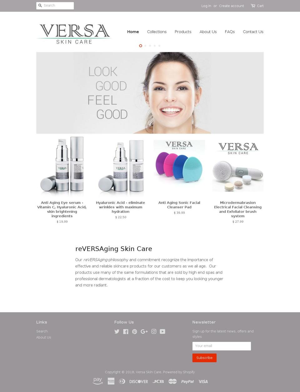 versaskincare.com — Shopify storefront screenshot