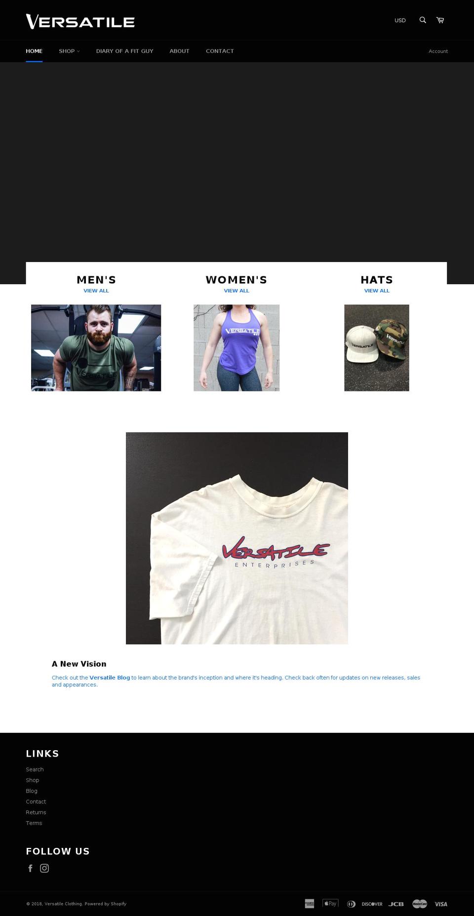 versatile-clothing.com — Shopify storefront screenshot