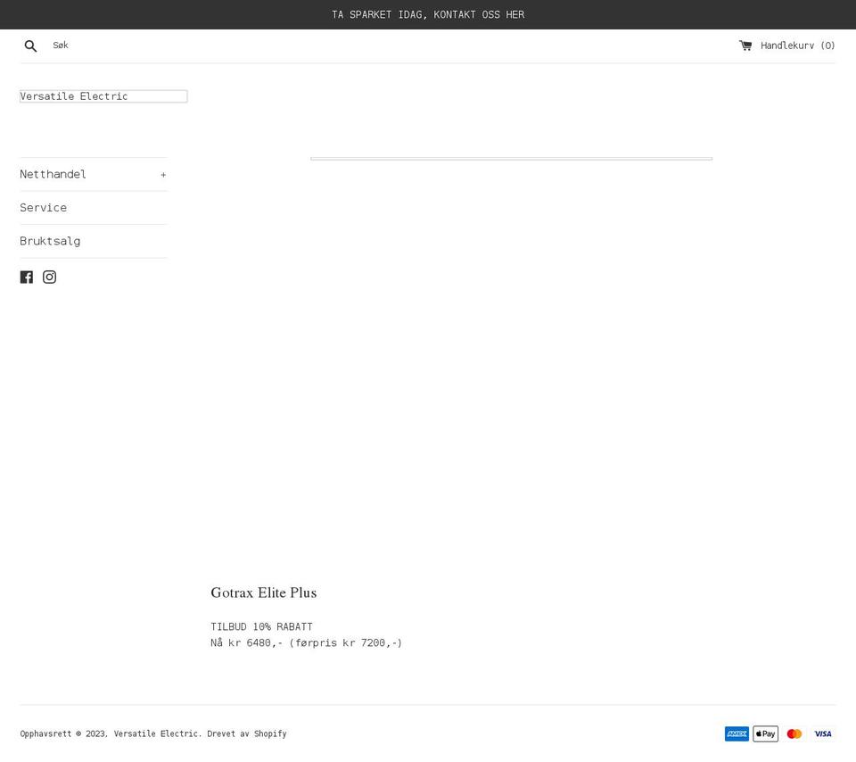 versatile.no shopify website screenshot