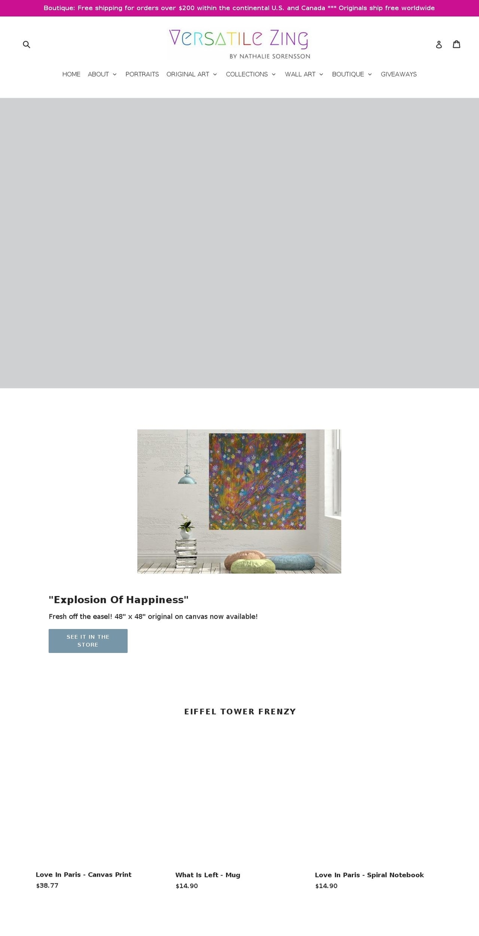 versatilezing.com shopify website screenshot