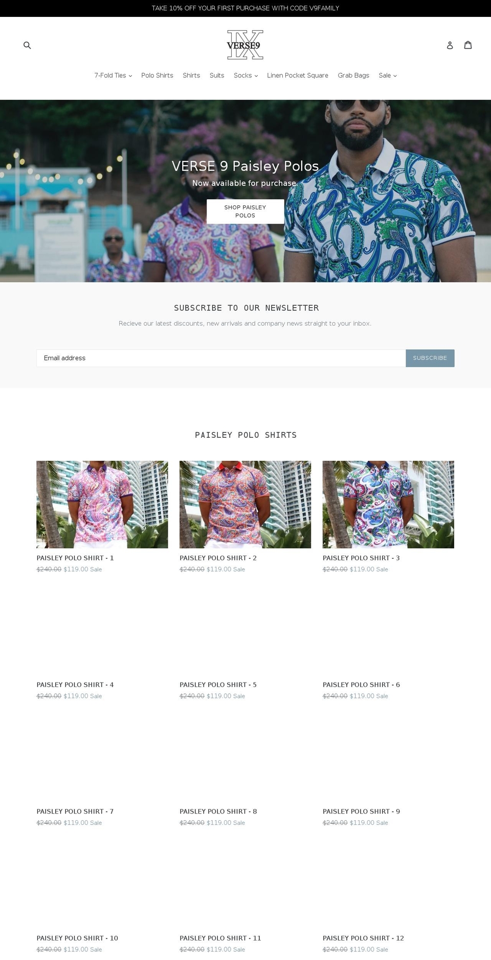 verse-9.com shopify website screenshot