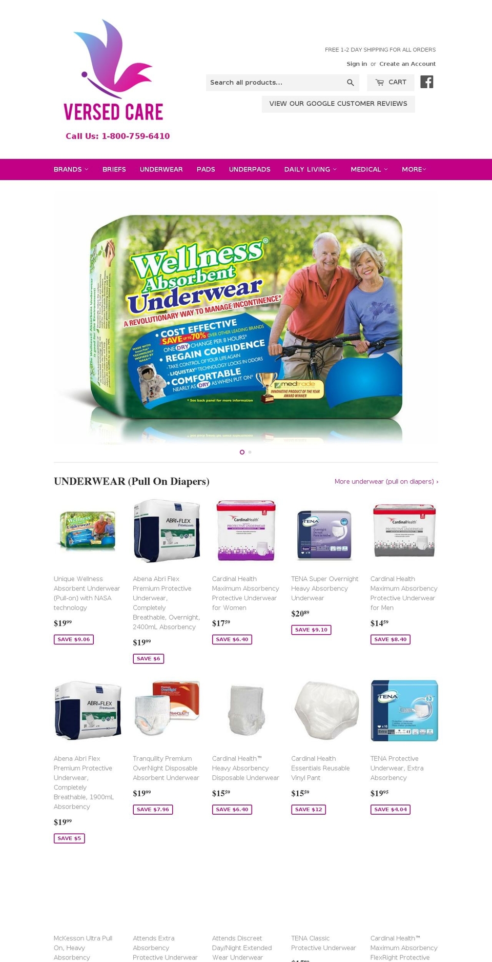 versedcare.com — Shopify storefront screenshot