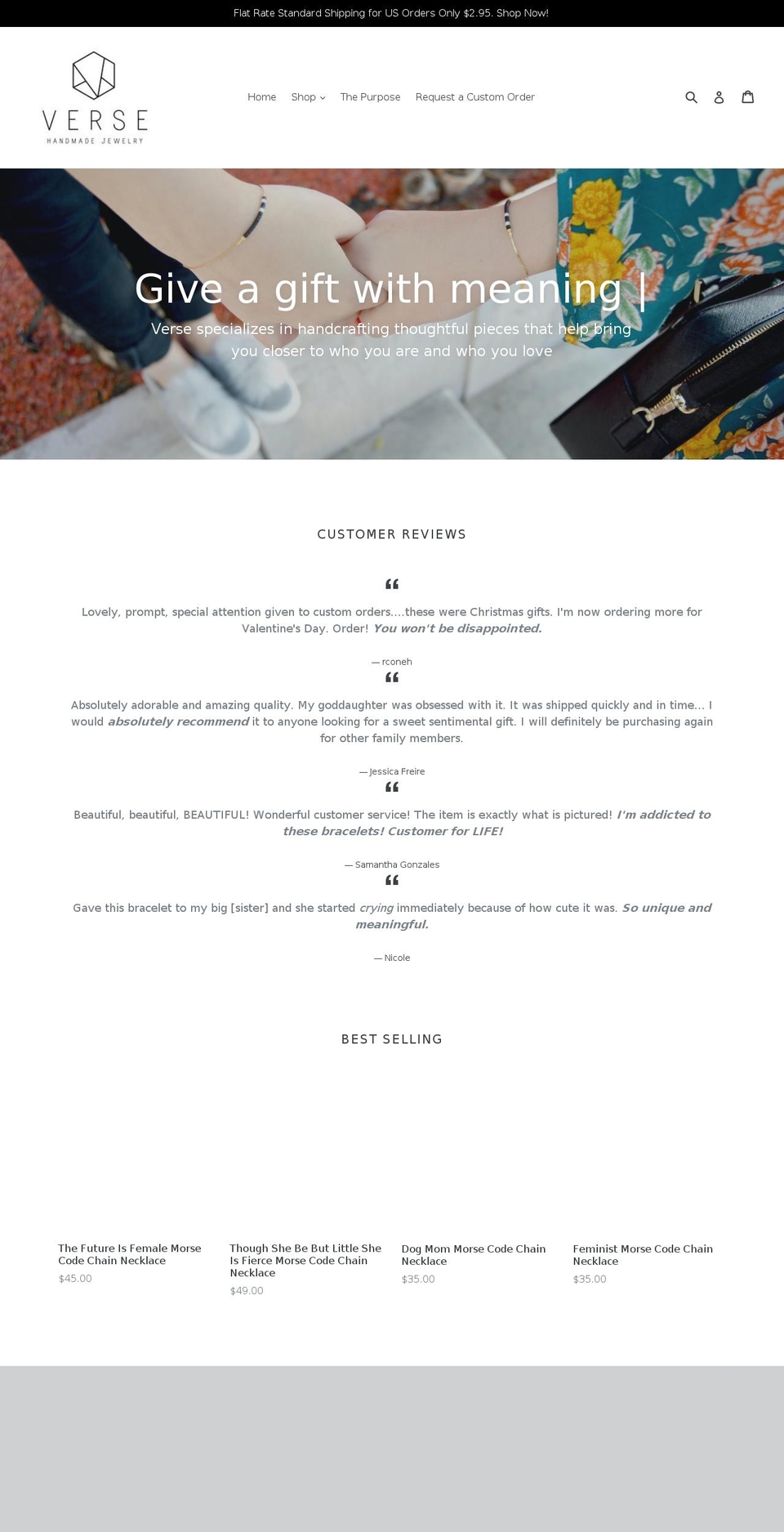 versehandmade.com shopify website screenshot