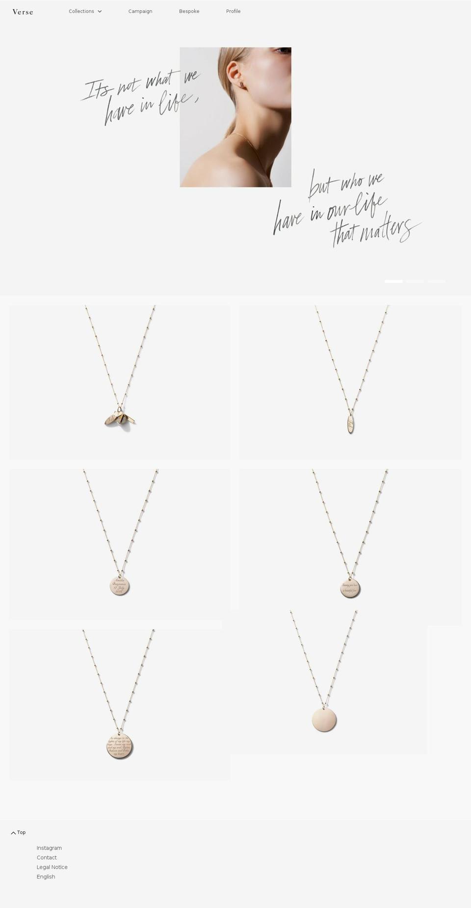 versejewellery.com — Shopify storefront screenshot