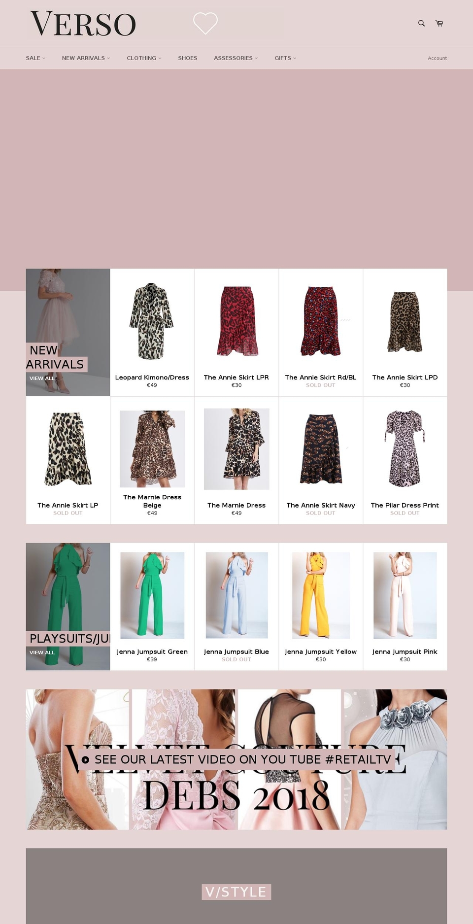 versofashions.com shopify website screenshot