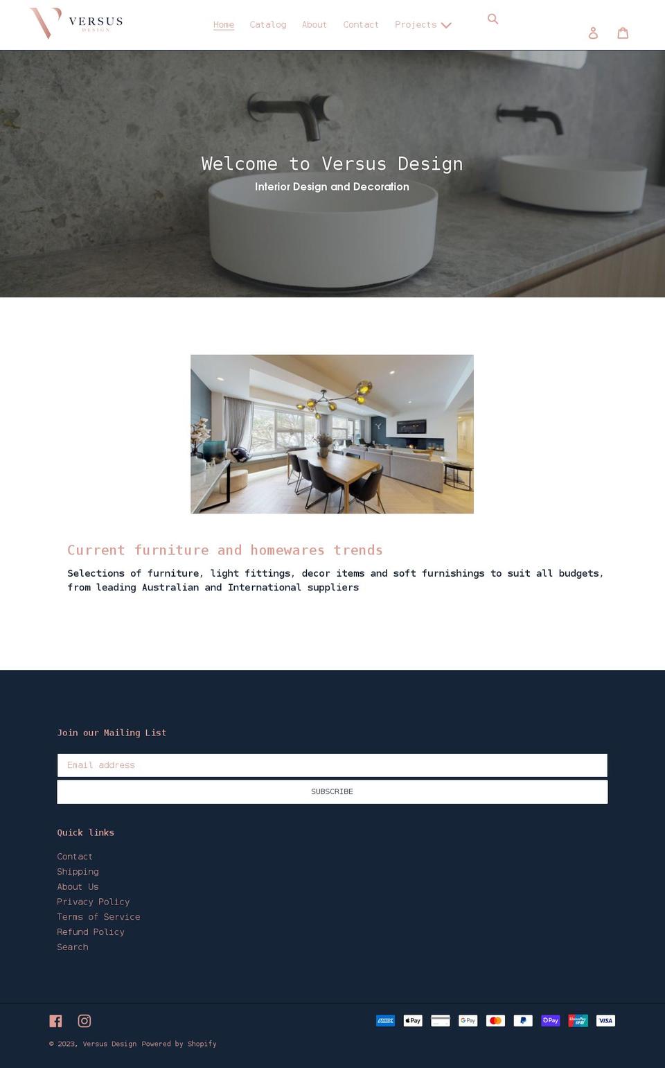 versusdesign.com.au shopify website screenshot