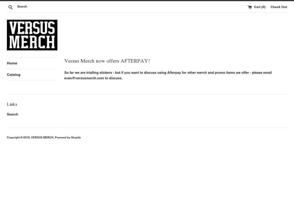 versusmerchshop.com — Shopify storefront screenshot