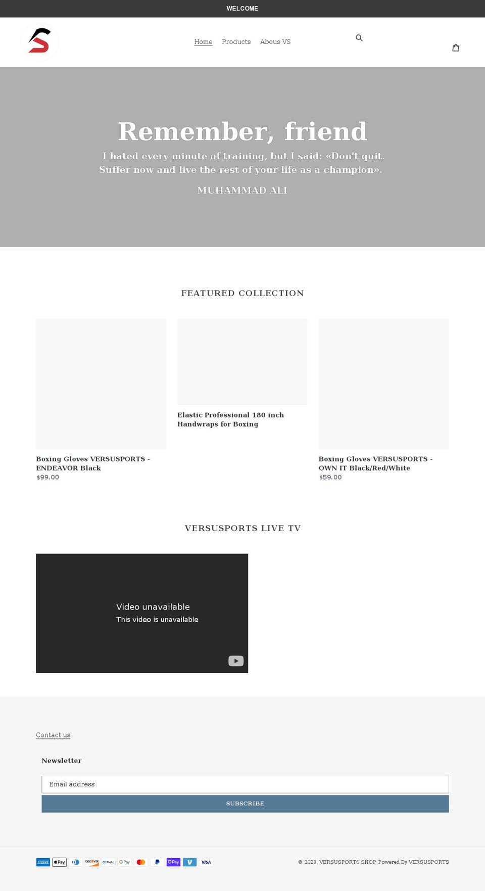versusports.shop shopify website screenshot
