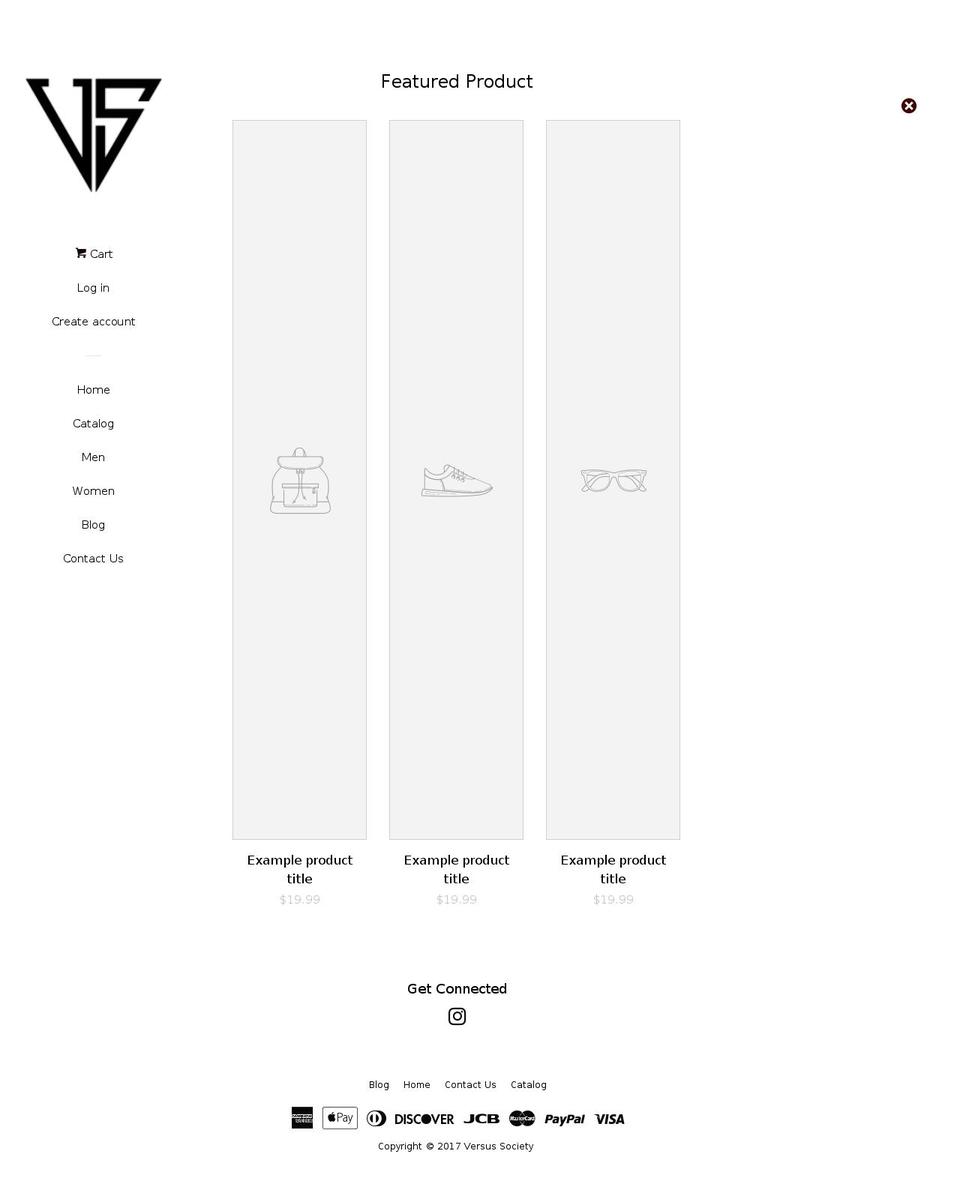versussociety.com shopify website screenshot