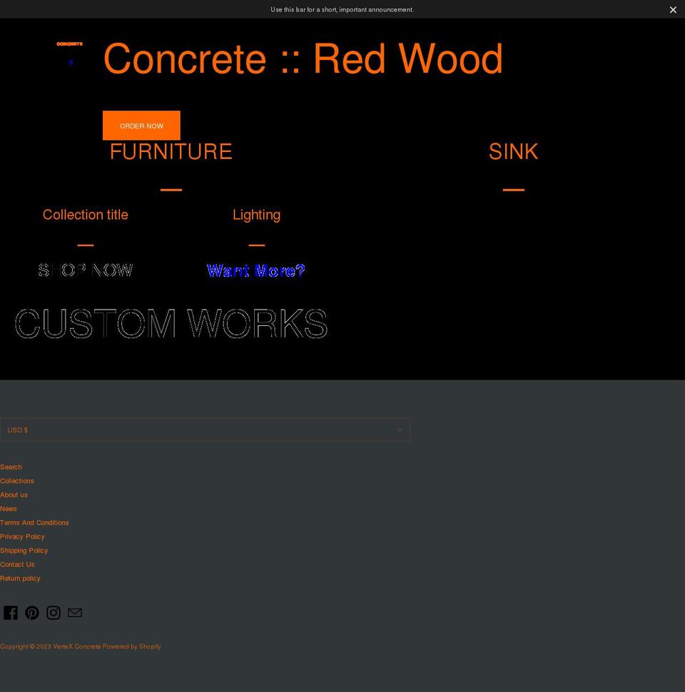 Split with Installments message Shopify theme site example vertexconcrete.com