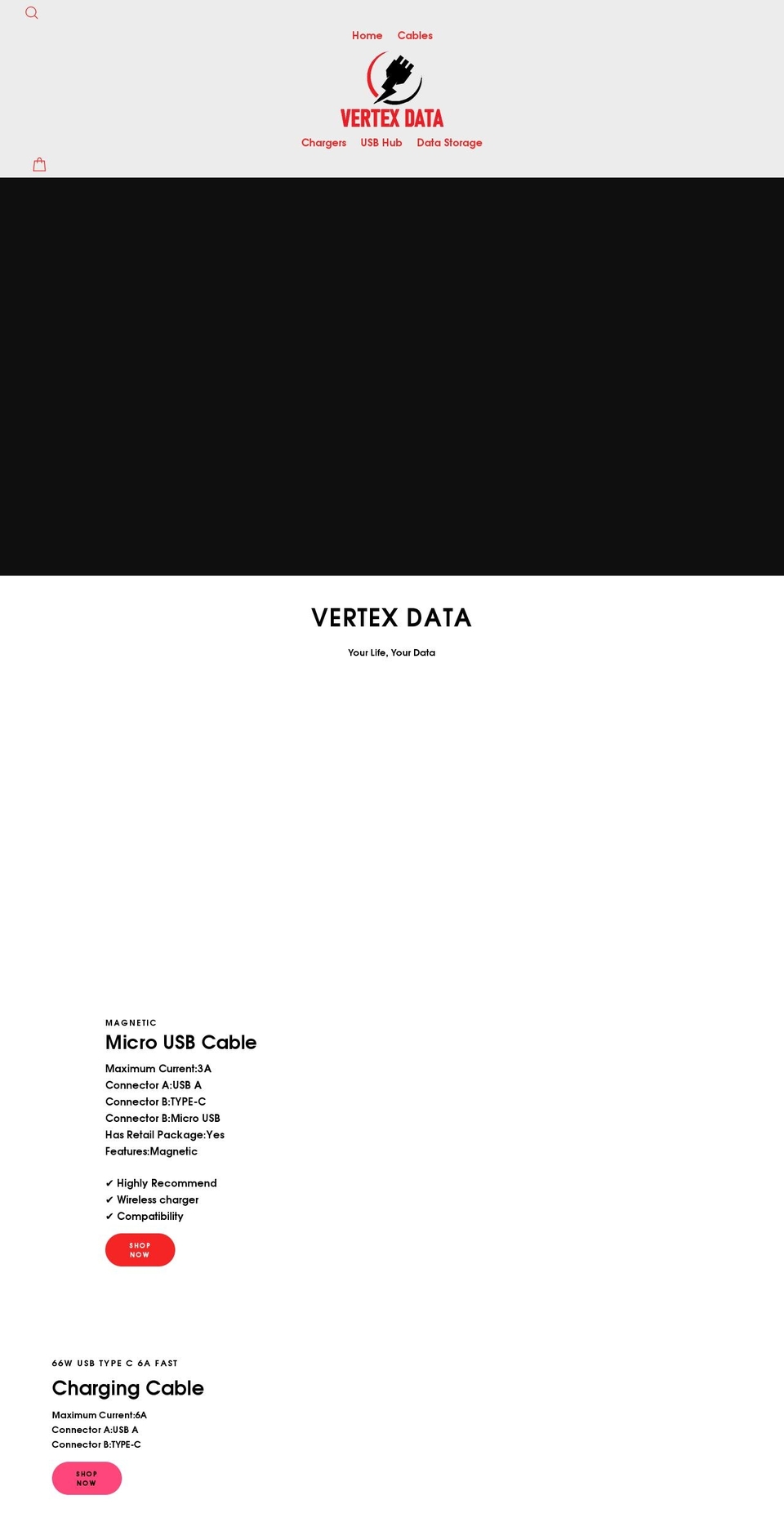 vertexdata.net shopify website screenshot