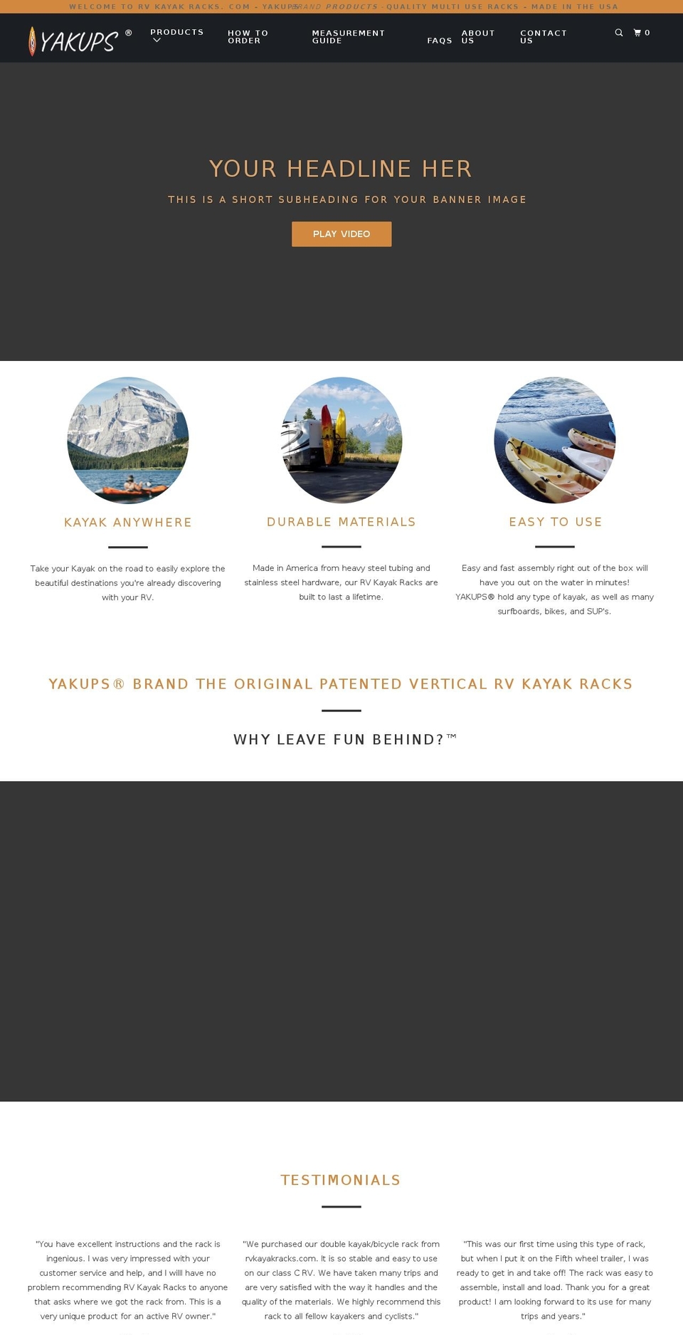 Edited Parallax Shopify theme site example verticalkayakrack.com