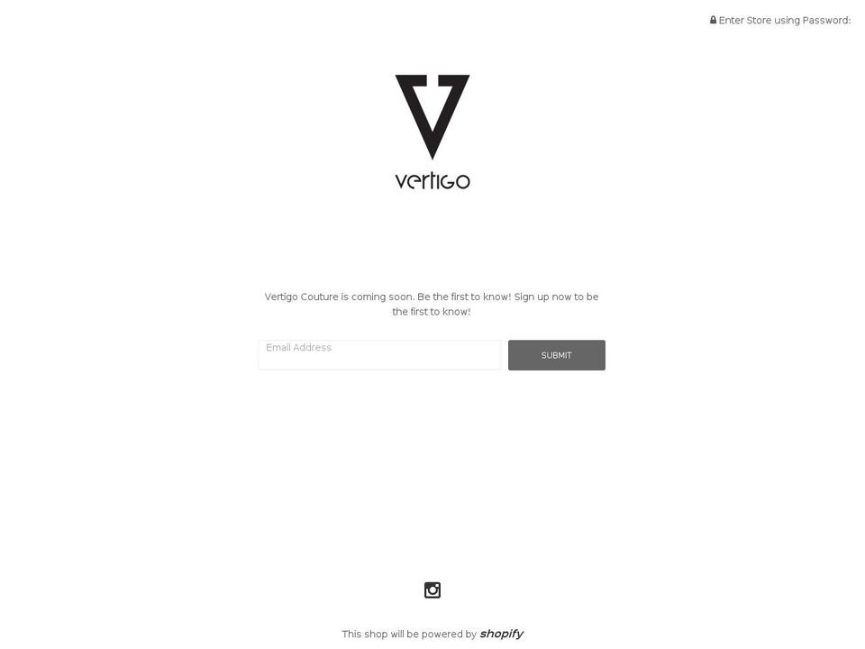 vertigocouture.com shopify website screenshot