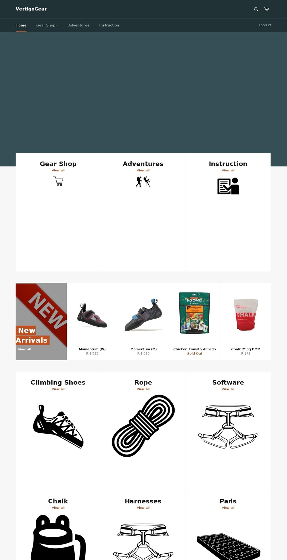 vertigogear.co.za shopify website screenshot