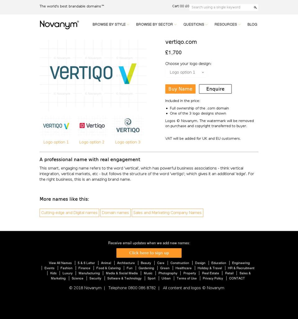 vertiqo.com shopify website screenshot