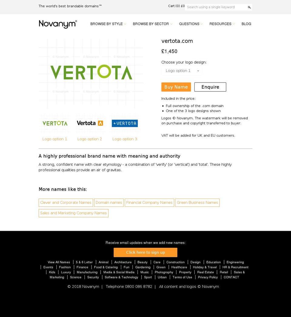 vertota.com shopify website screenshot