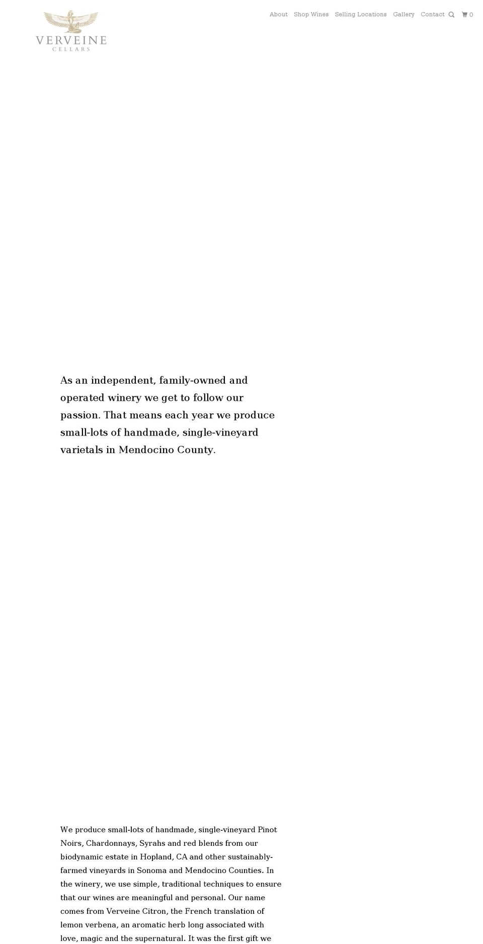 verveinecellars.com — Shopify storefront screenshot
