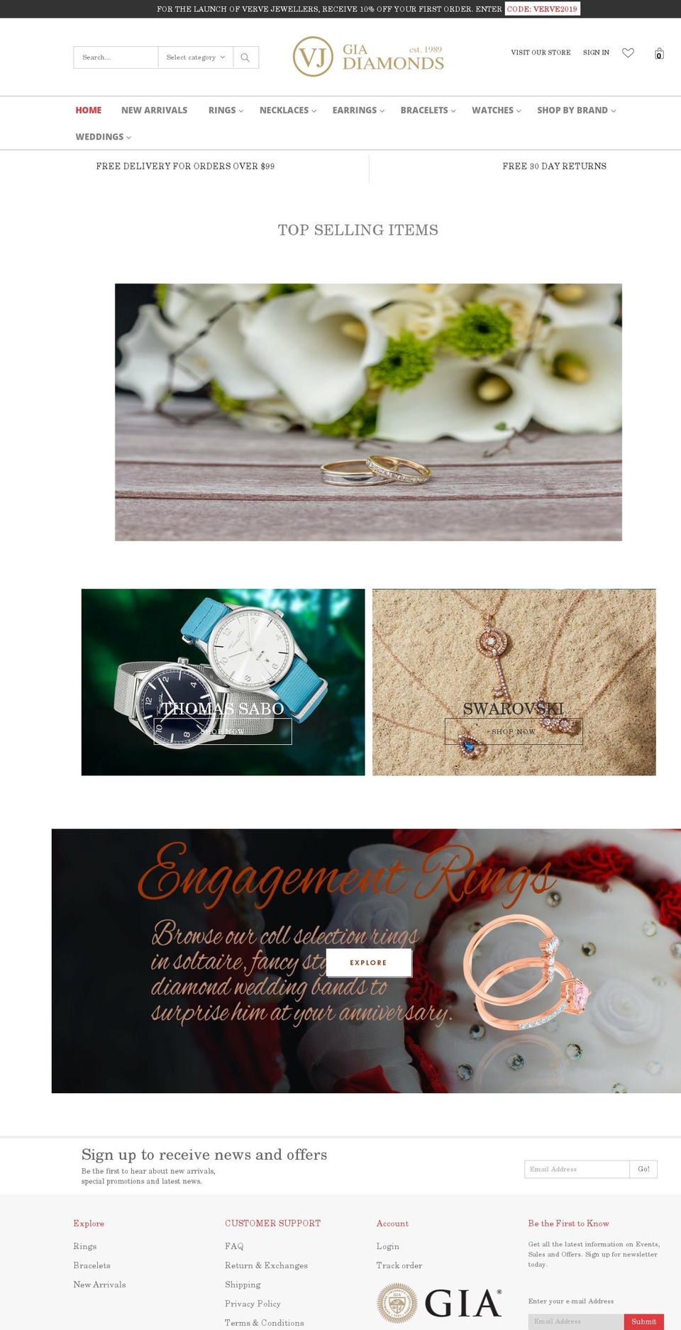 vervejewellers.com.au shopify website screenshot