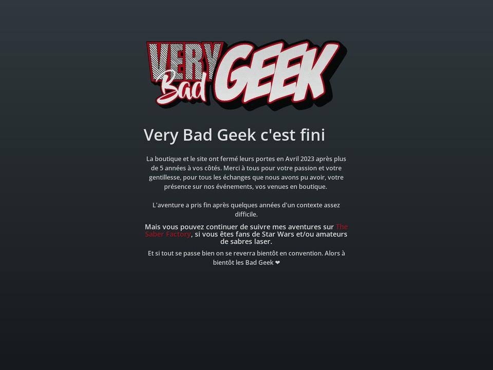 verybadgeek.fr shopify website screenshot