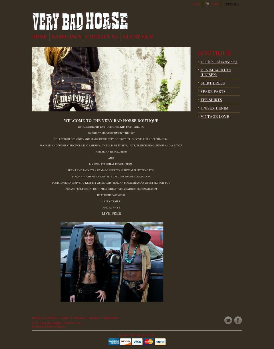 verybadhorse.com shopify website screenshot