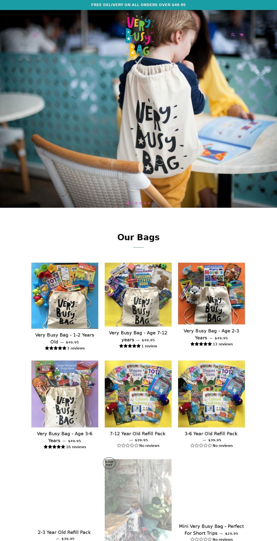 verybusybag.com — Shopify storefront screenshot