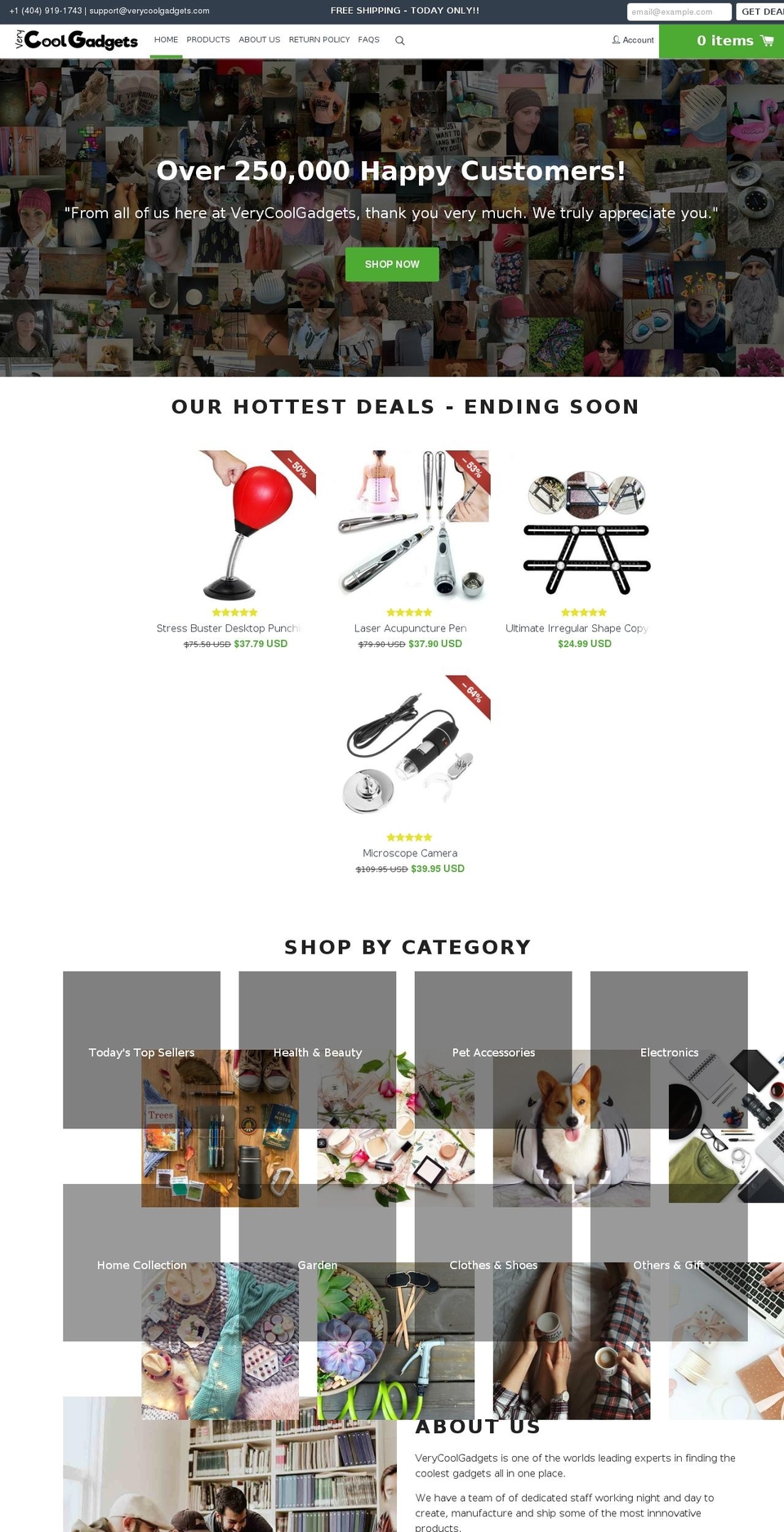 verycoolgadgets.com — Shopify storefront screenshot