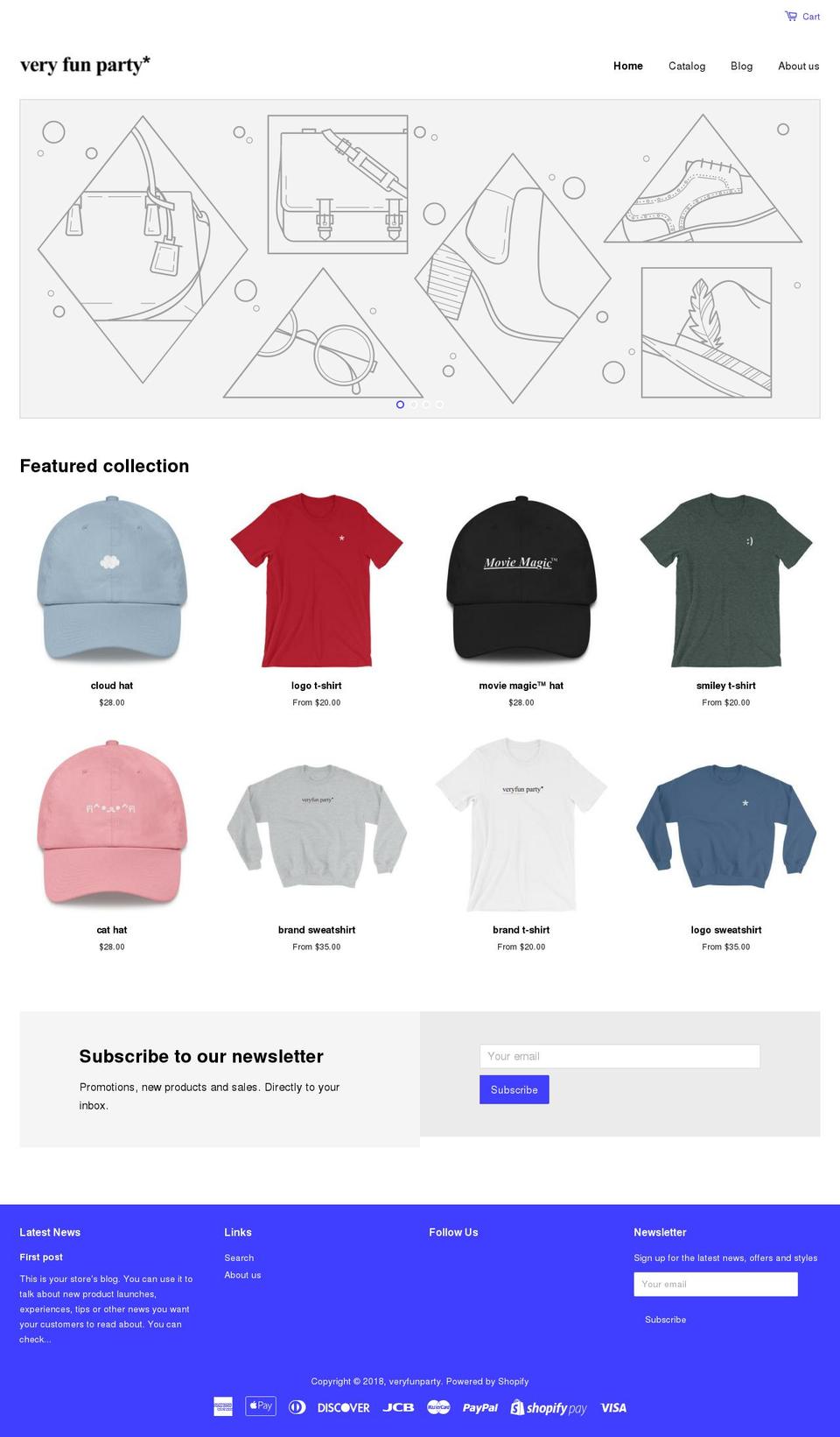 veryfunparty.com shopify website screenshot
