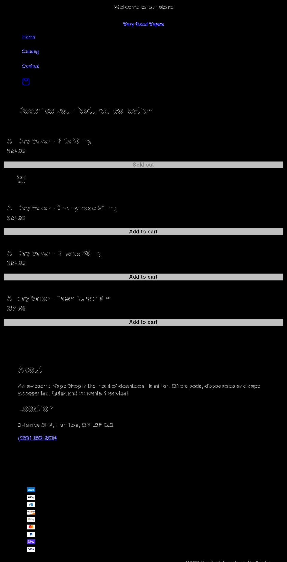 verygoodvapes.com shopify website screenshot