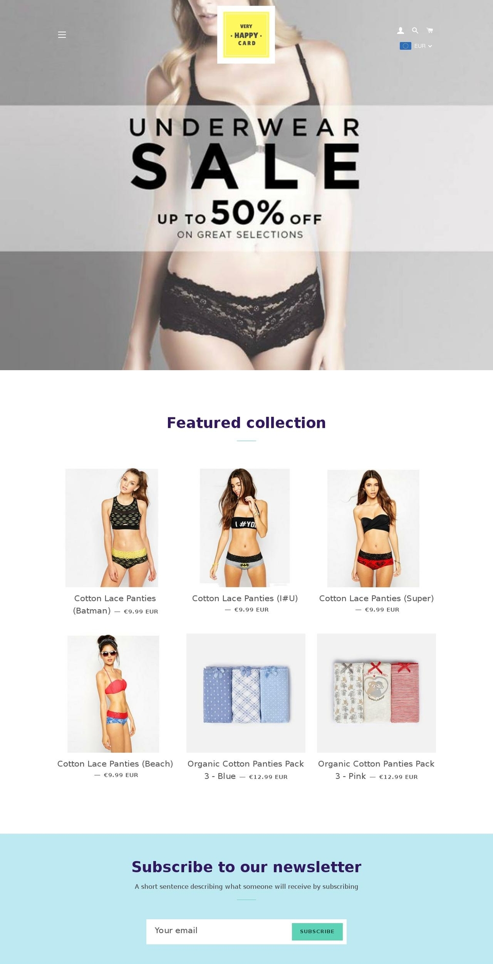 veryhappycard.com — Shopify storefront screenshot