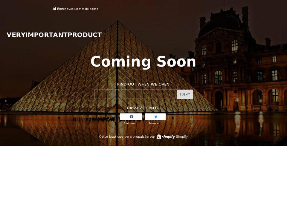 veryimportantproduct.com — Shopify storefront screenshot