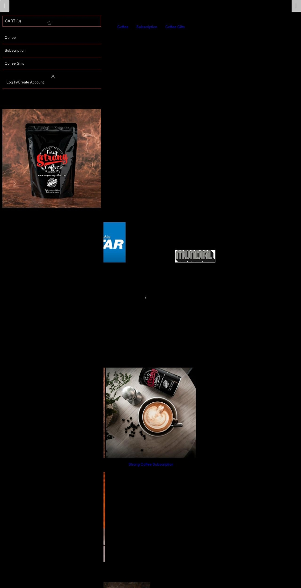 verystrongcoffee.com shopify website screenshot