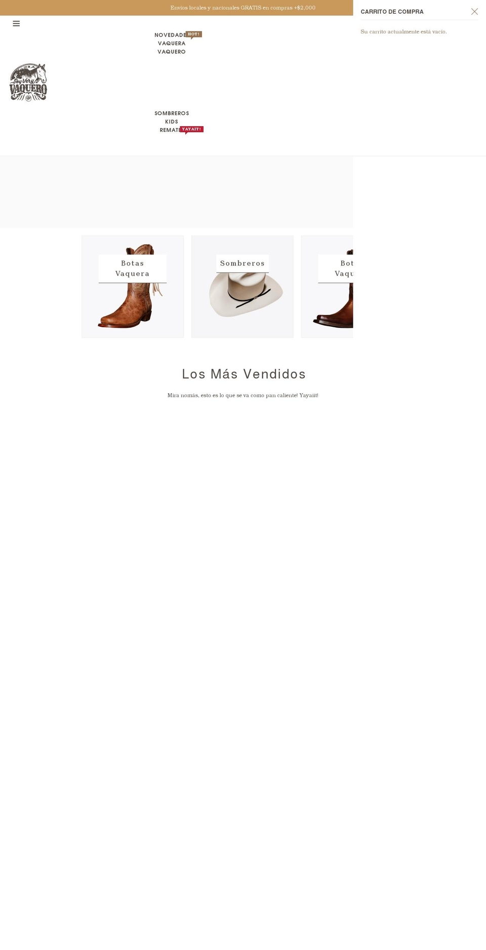 veryvaquero.com shopify website screenshot