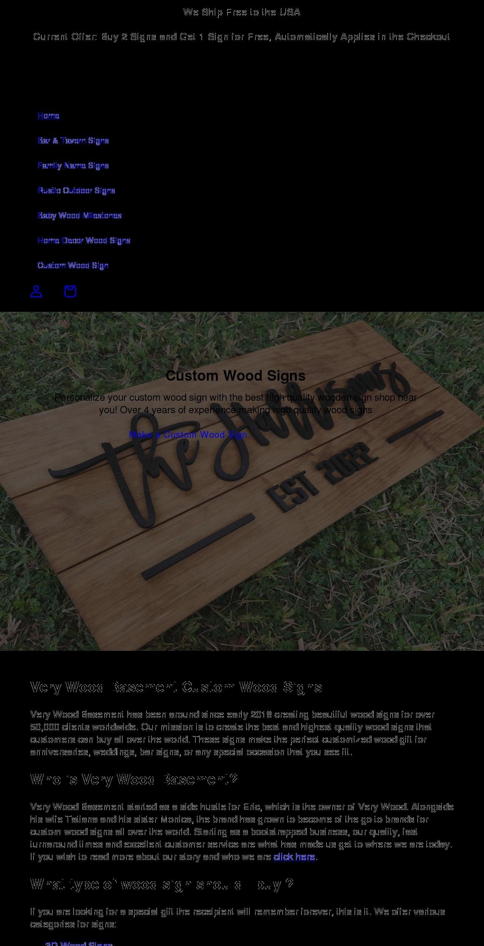 verywoodbasement.com shopify website screenshot
