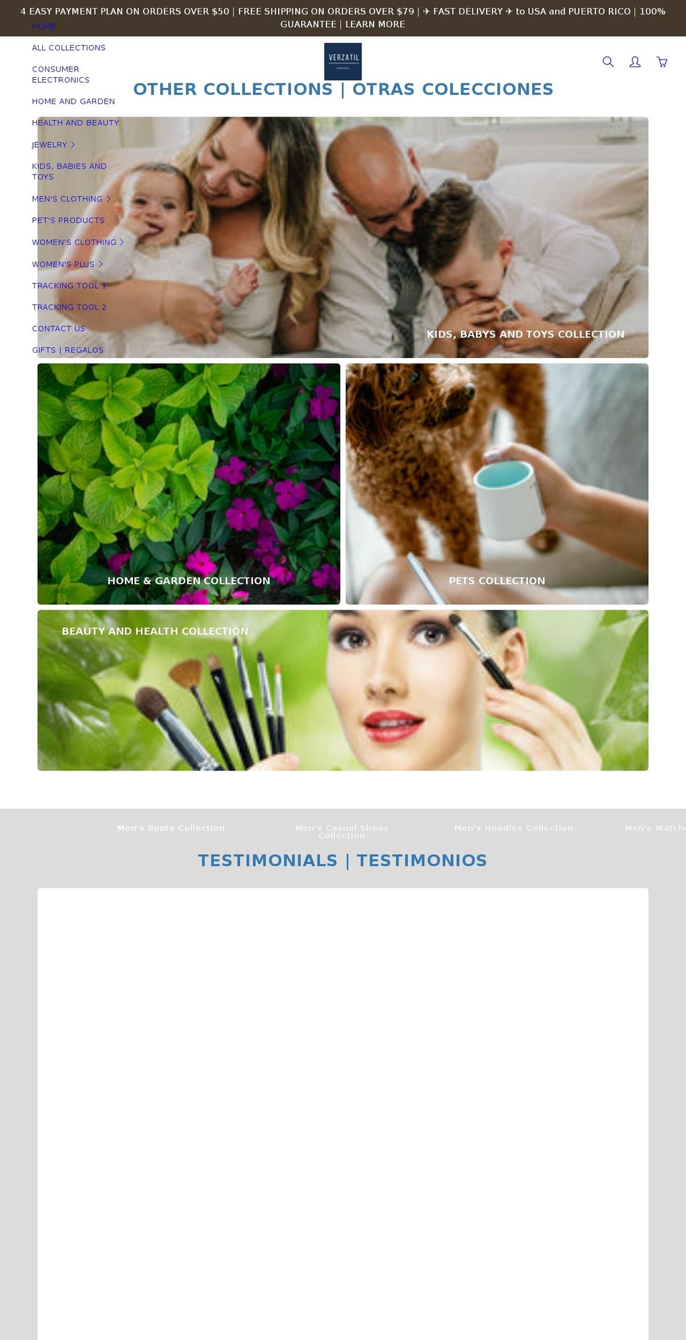 verzatil.com shopify website screenshot
