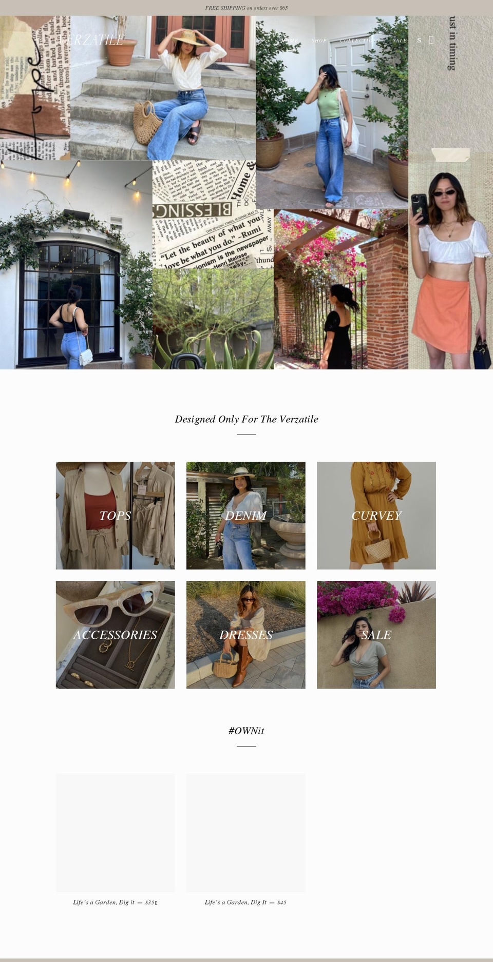 verzatile.shop shopify website screenshot