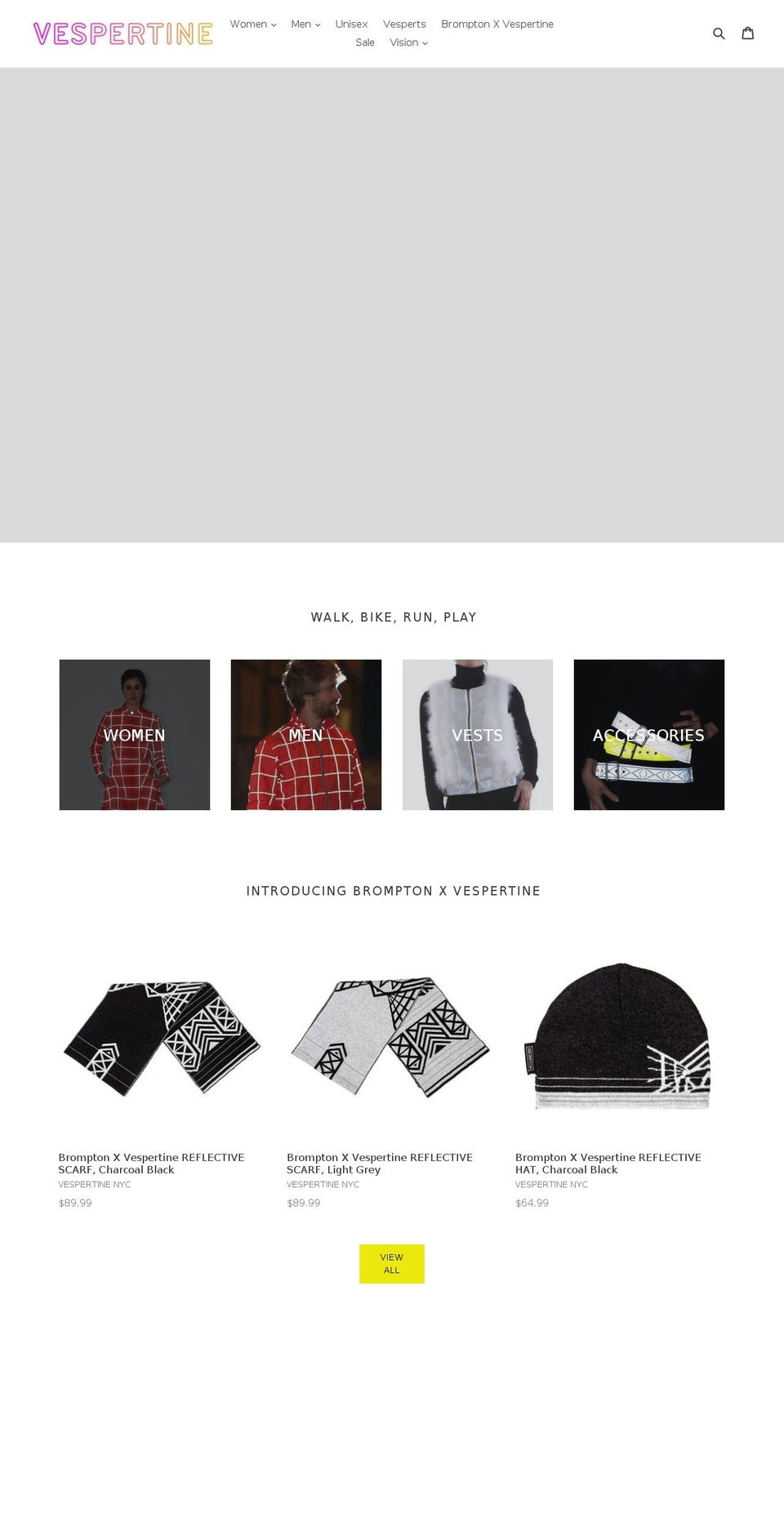 vespertinenyc.com shopify website screenshot
