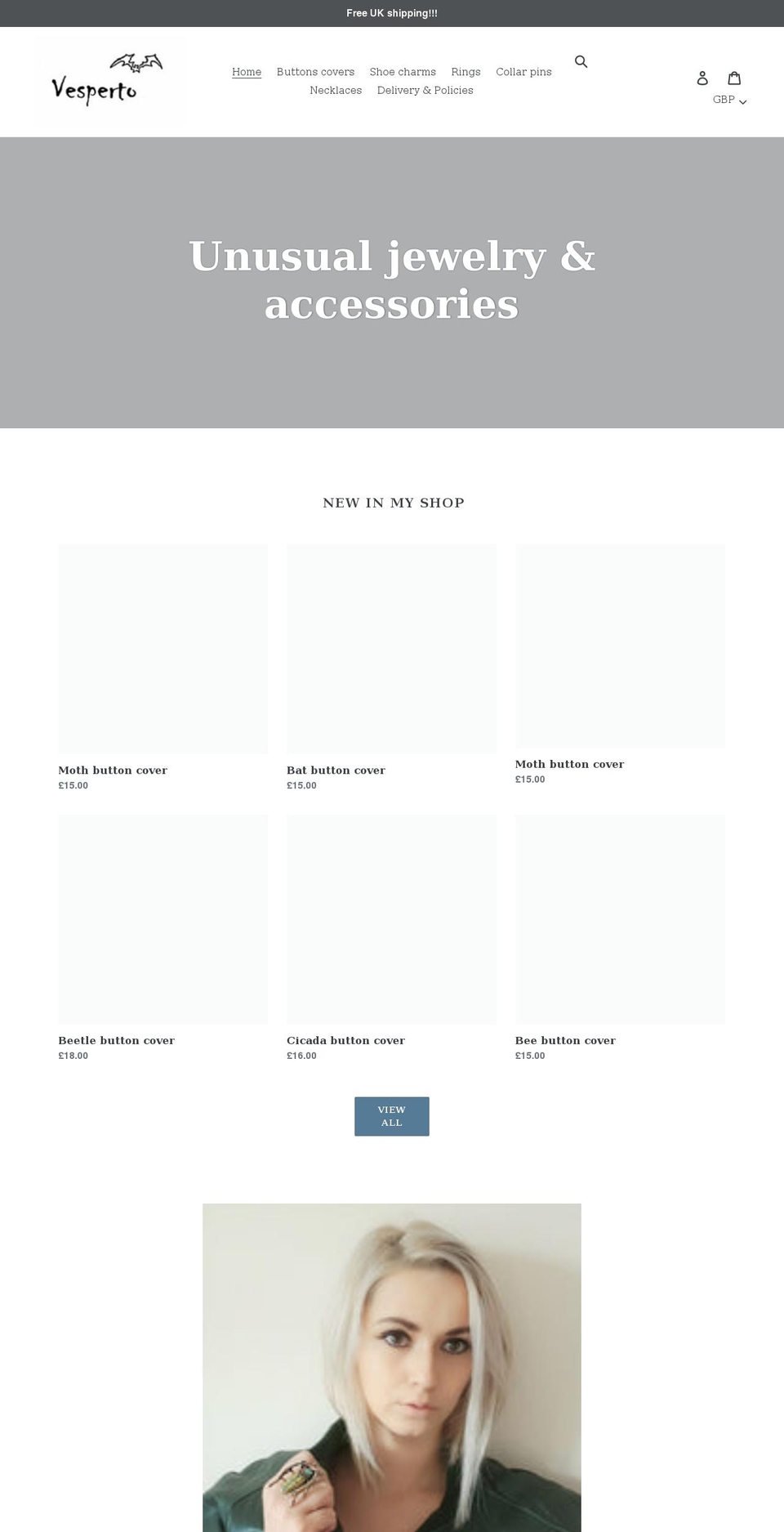 vesperto.shop shopify website screenshot