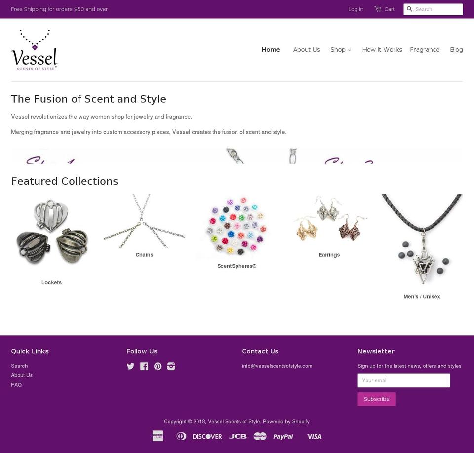 vessel-scents-of-style.myshopify.com — Shopify storefront screenshot