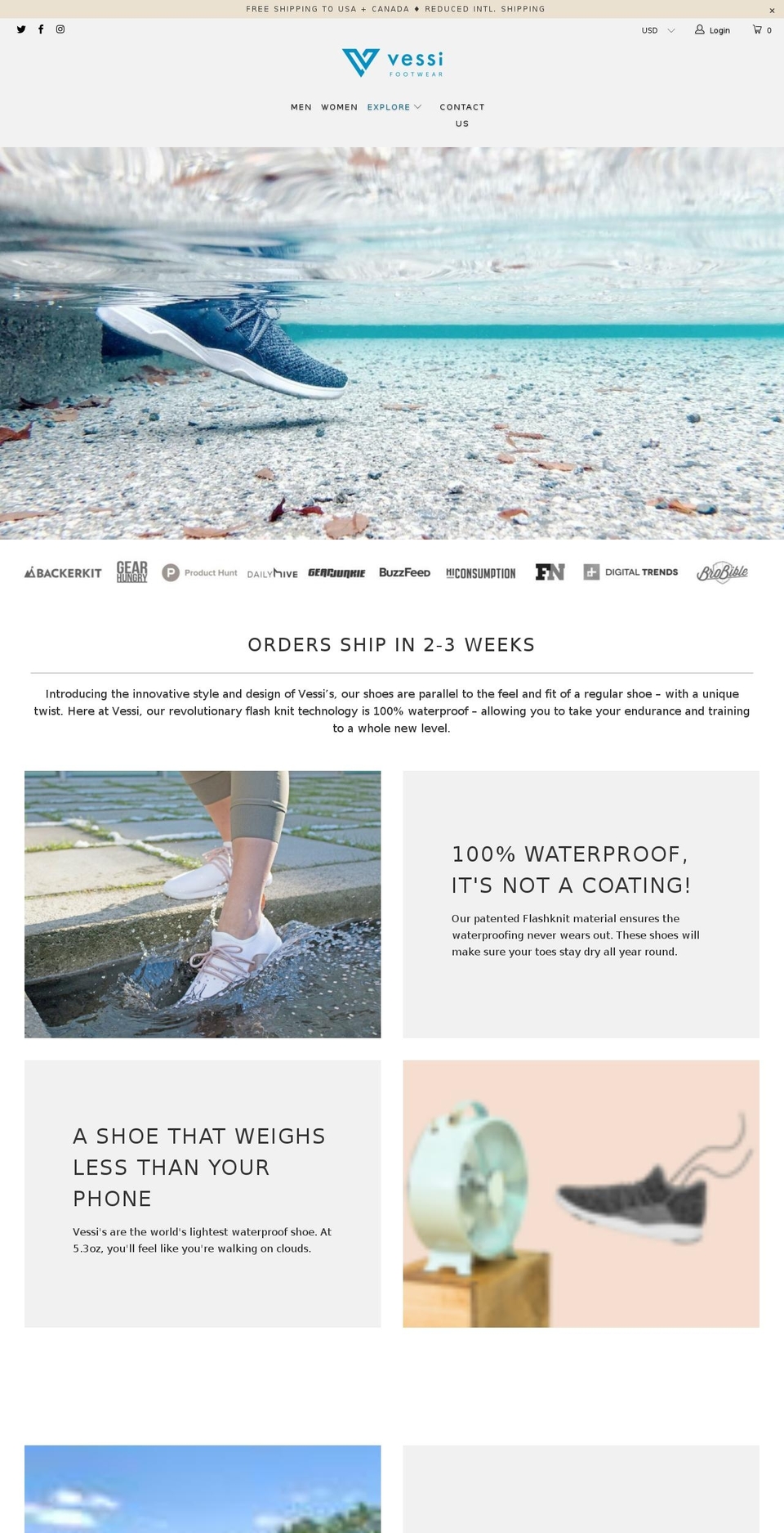 vessifootwear.com shopify website screenshot