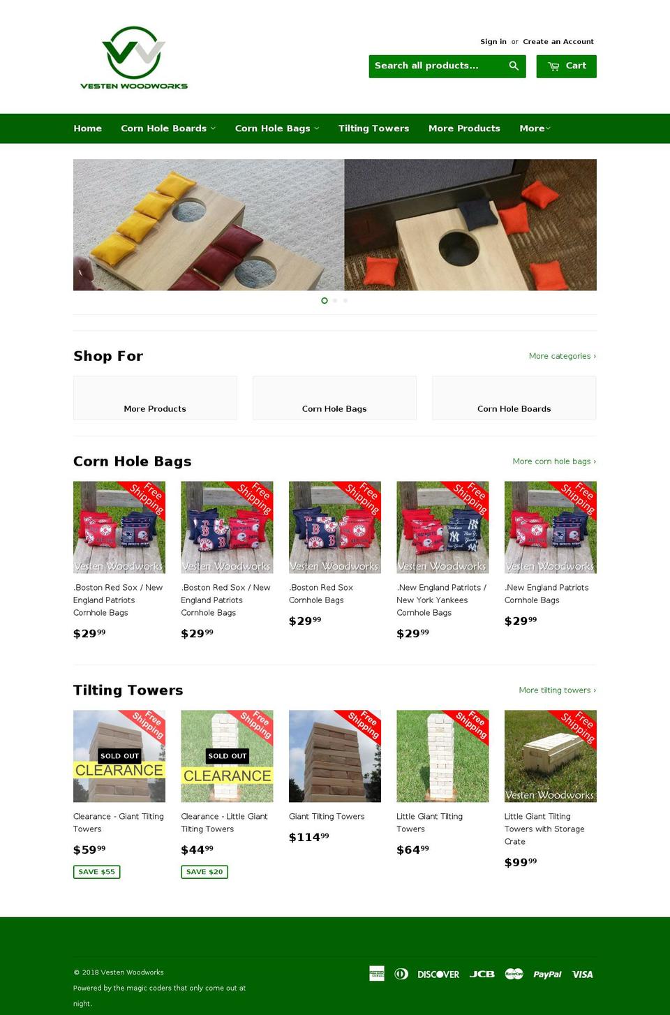 vestenwoodworks.com — Shopify storefront screenshot