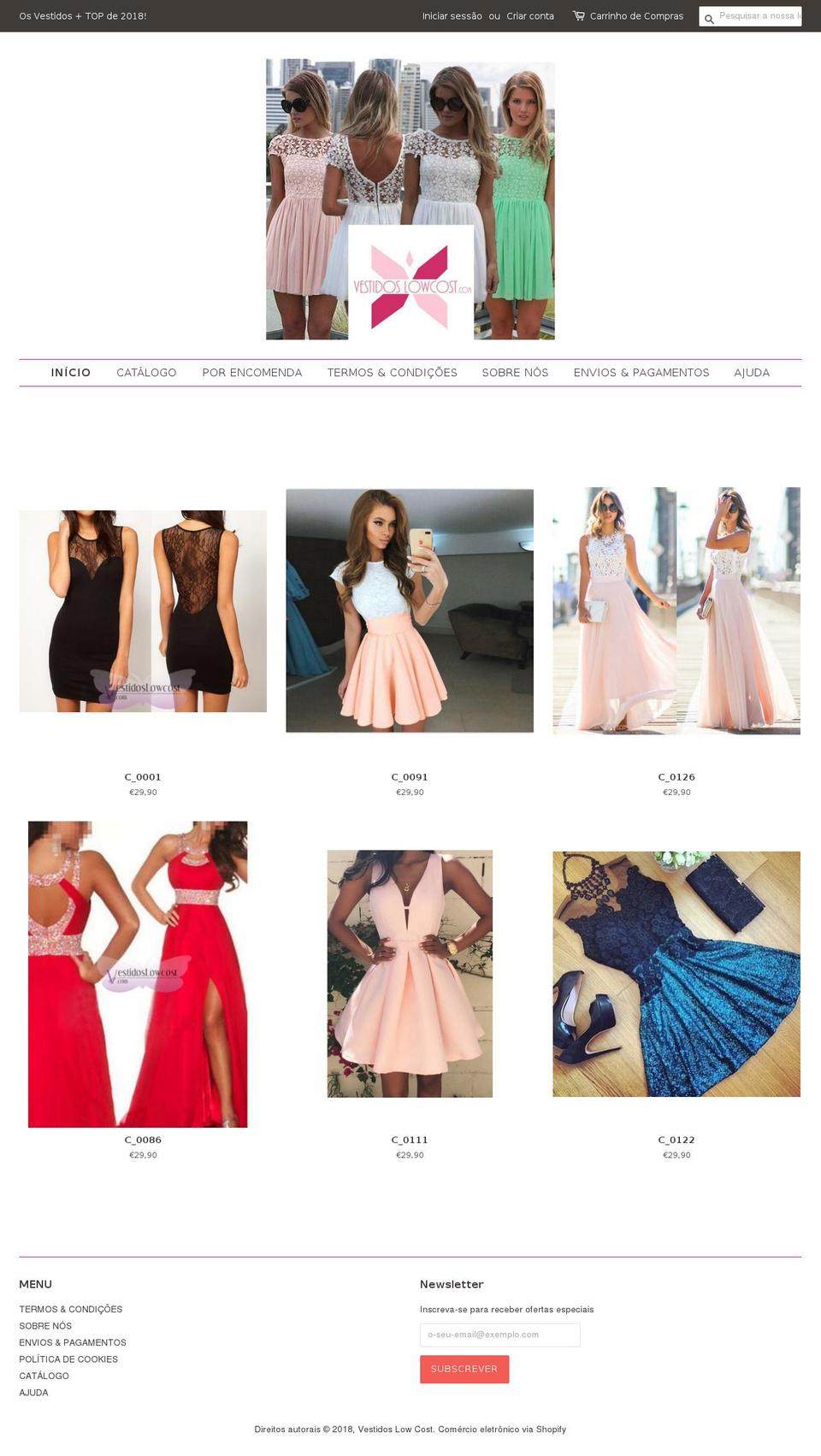 vestidoslowcost.com shopify website screenshot