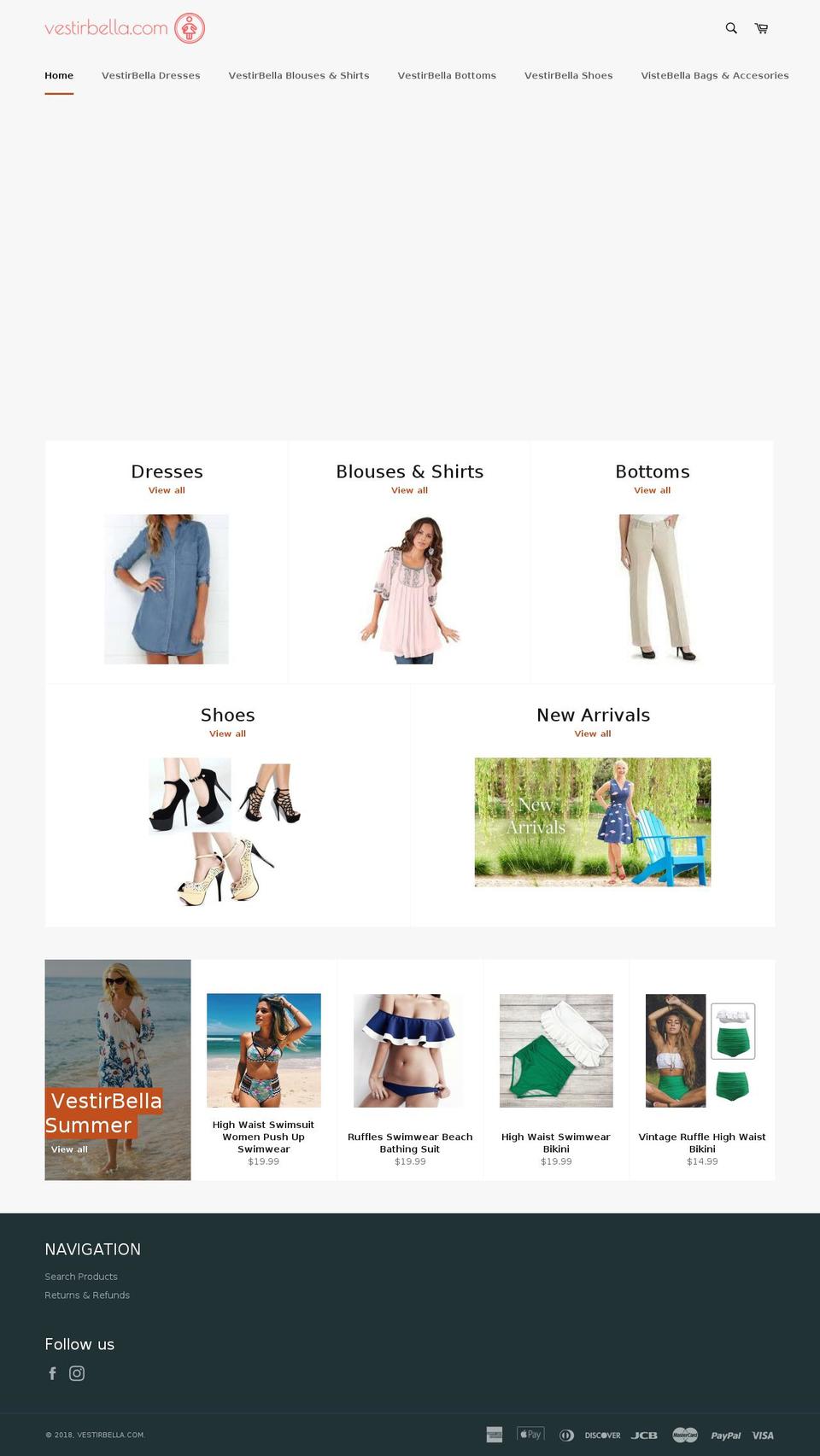 vestirbella.com — Shopify storefront screenshot