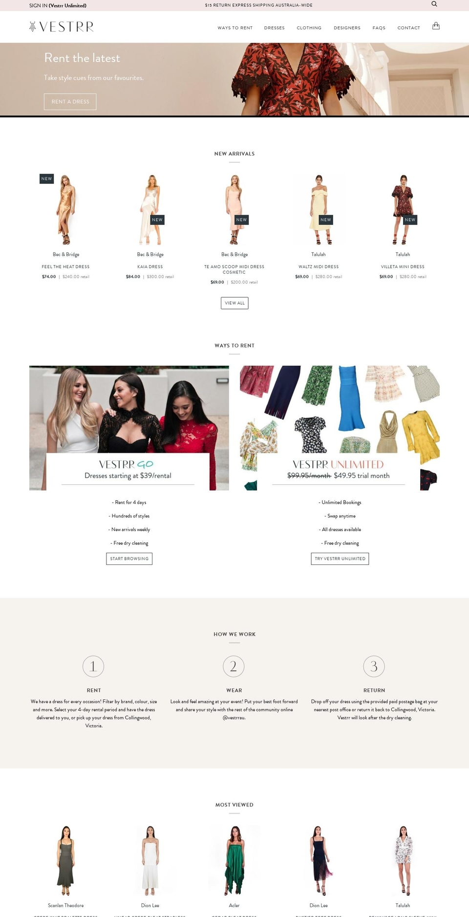 vestrr.com.au shopify website screenshot