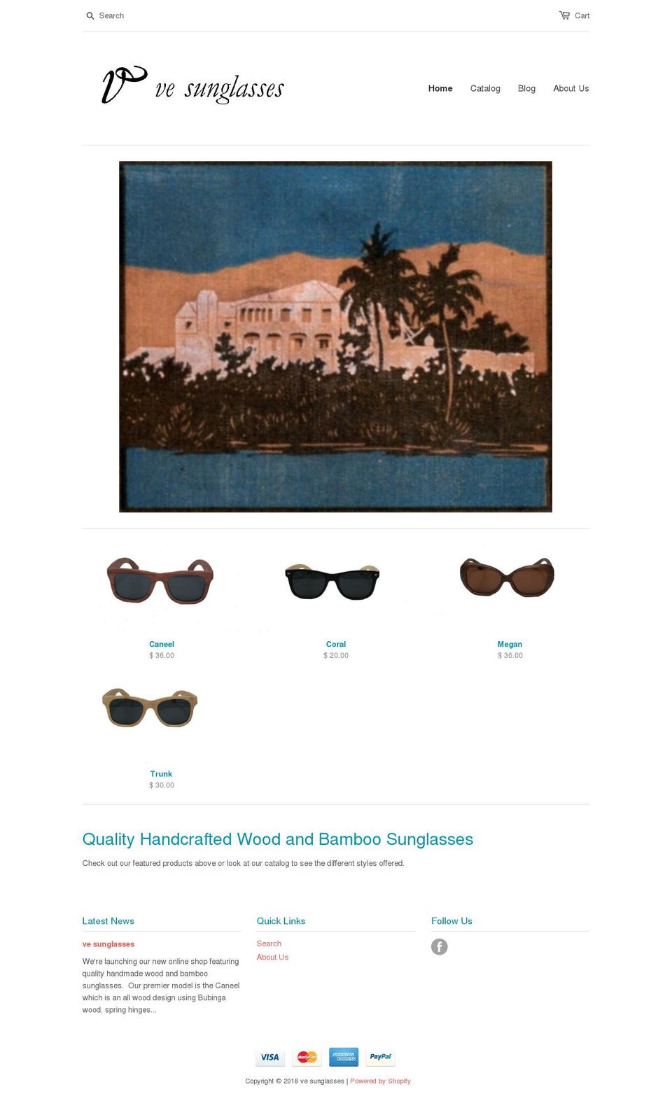 vesunglasses.com shopify website screenshot