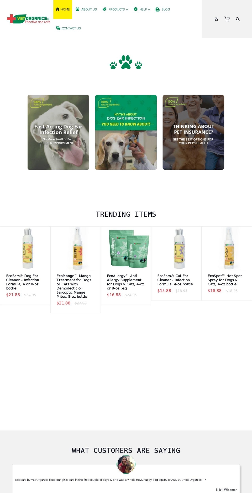 vet-organics.com shopify website screenshot