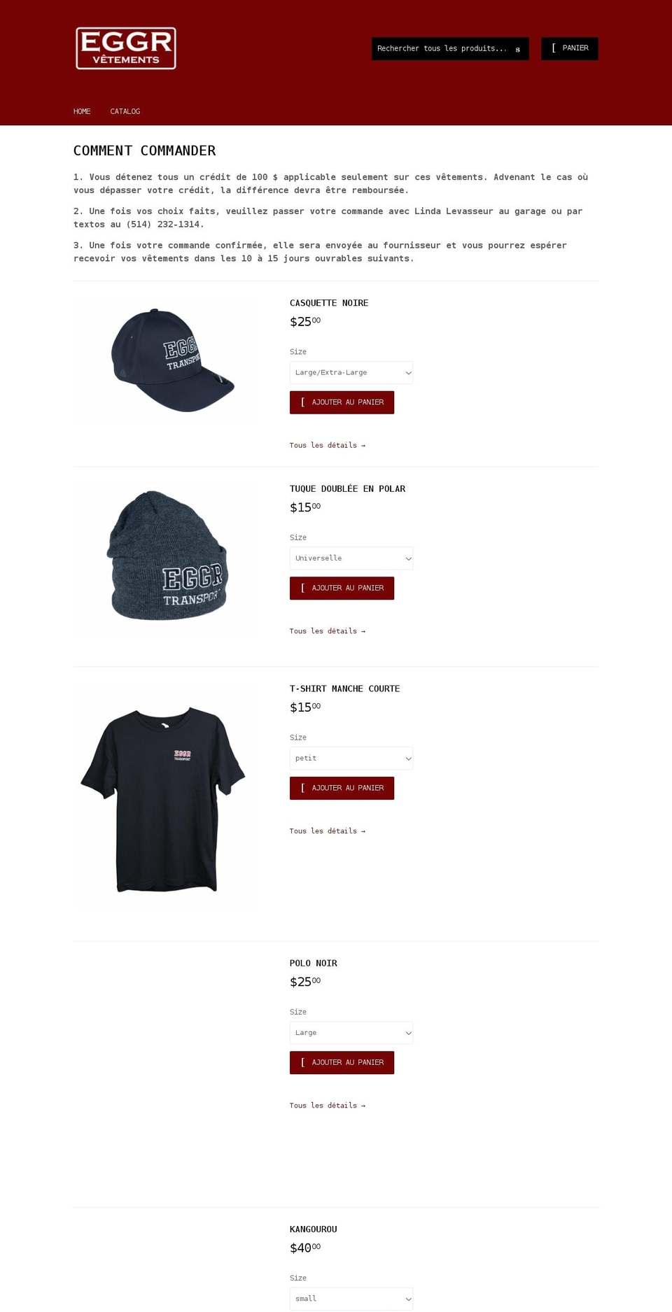 vetementseggr.com shopify website screenshot