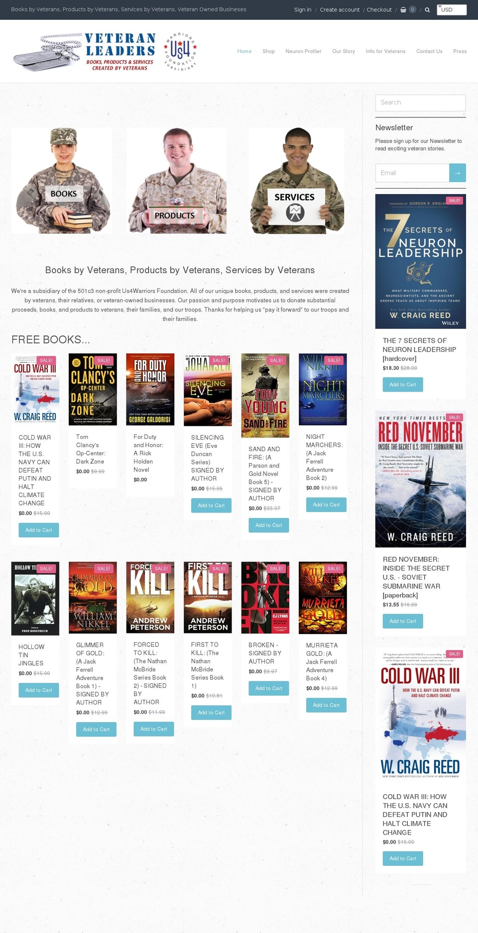veteranleaders.com — Shopify storefront screenshot