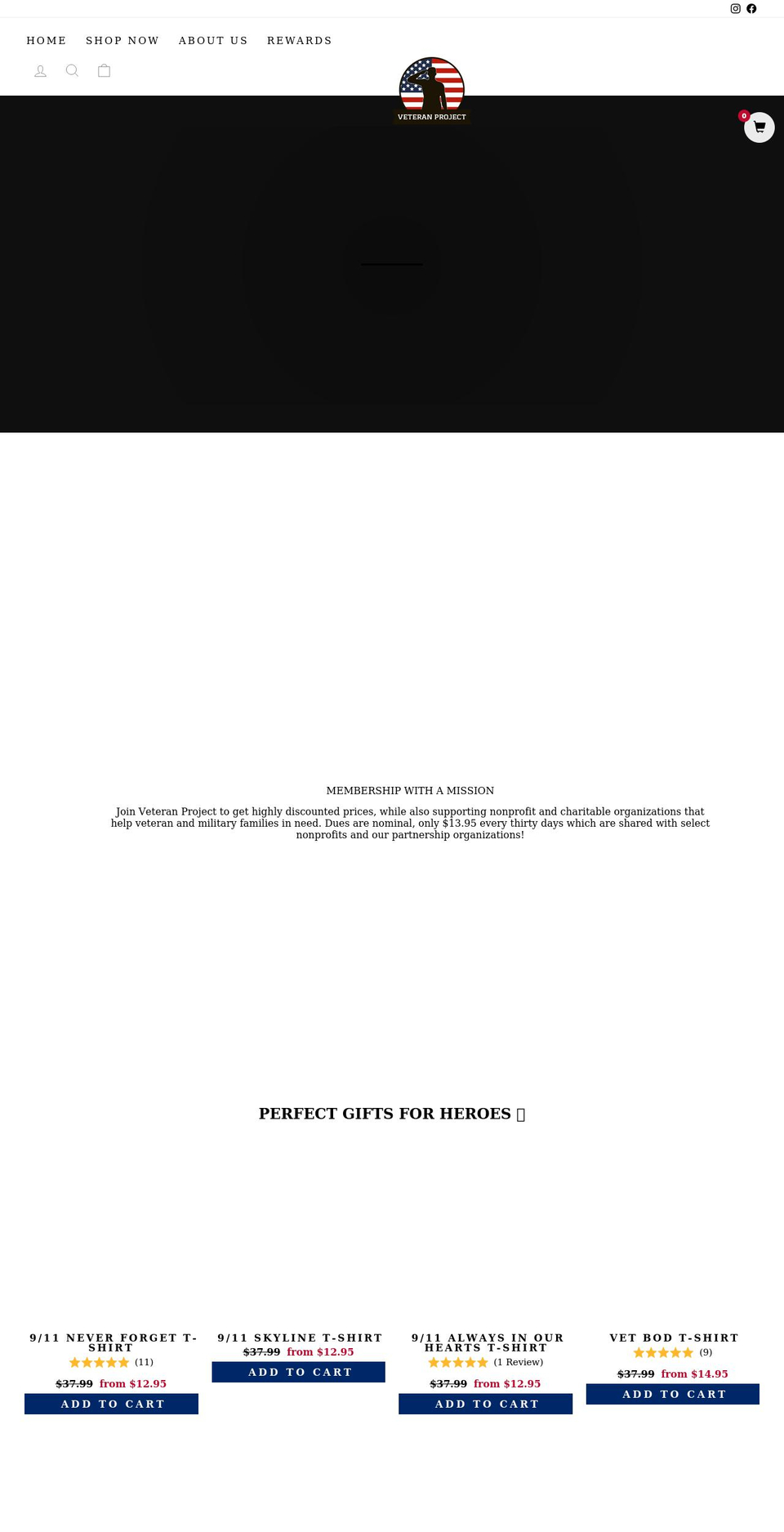 veteranproject.com shopify website screenshot