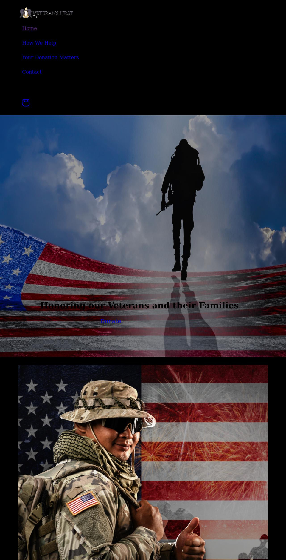 veteransfirstfund.org shopify website screenshot