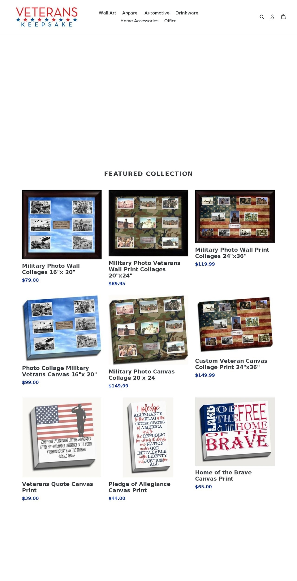 veteranskeepsake.com — Shopify storefront screenshot